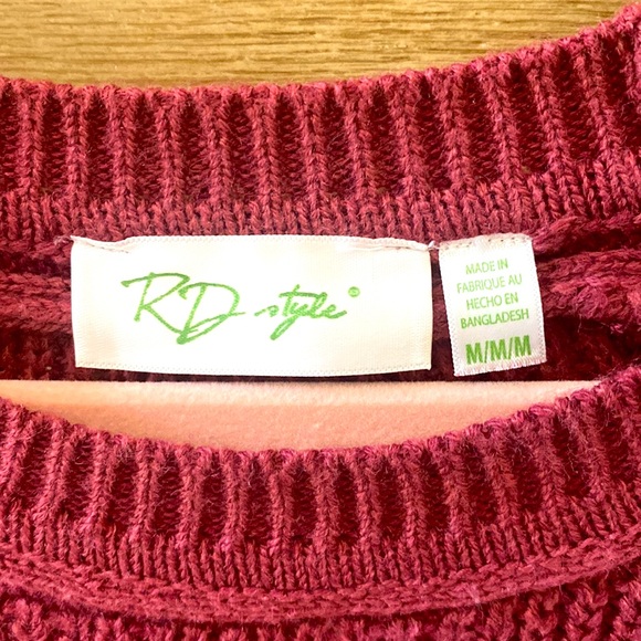 RD Style - Rowca Cotton Blend Crew Neck Sweater - Burgundy - Medium - Picture 5 of 8